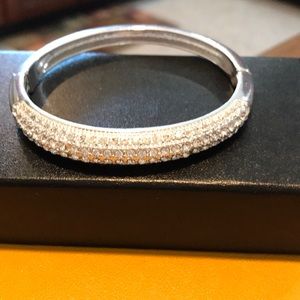 Silver Crystal Bracelet With Snap Lock
